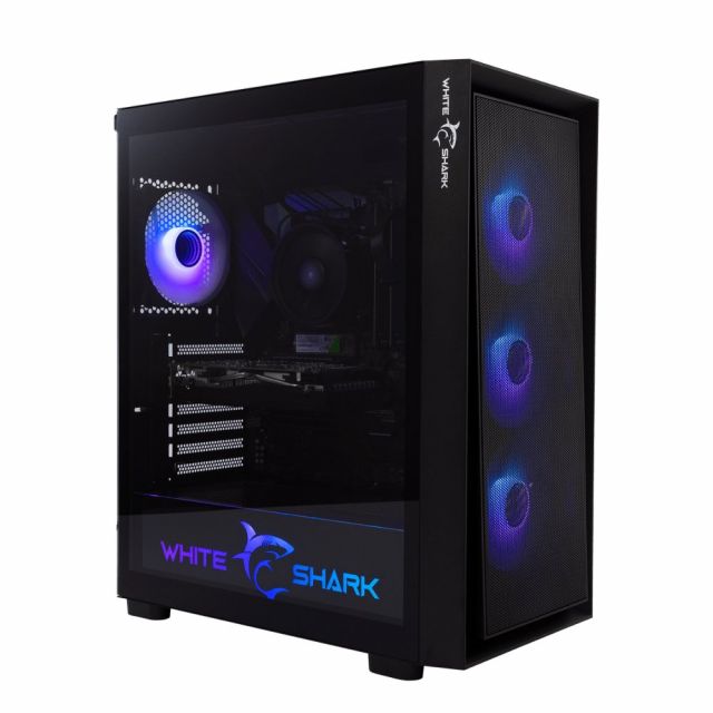 White Shark WARHEAD | Midi Tower Case | Includes 4 RGB Fans | Black