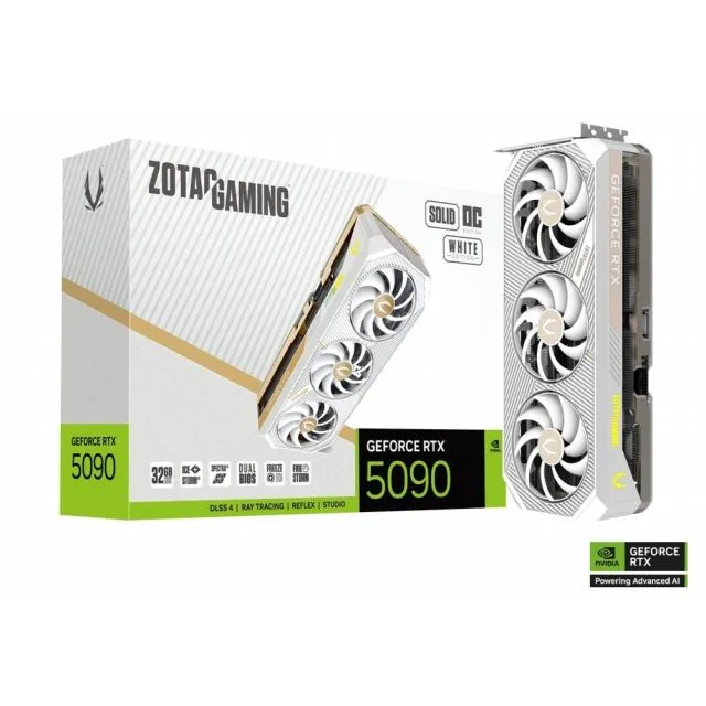 ZOTAC GAMING RTX 5090 SOLID OC | 32GB GDDR7 VRAM | 4K Gaming & AI | Video card | GPU | Nvidia | White Edition