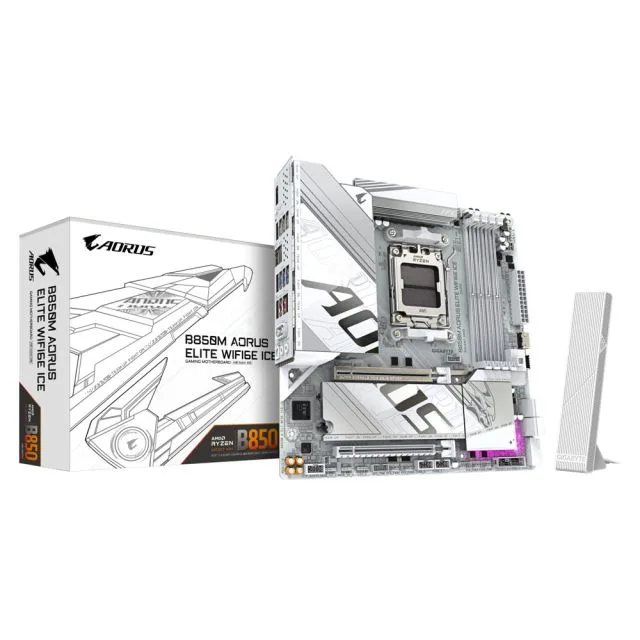 Gigabyte B850M AORUS ELITE WIFI6E ICE | Socket AM5 | AMD B850 | 4xDDR5 | Micro ATX | Motherboard