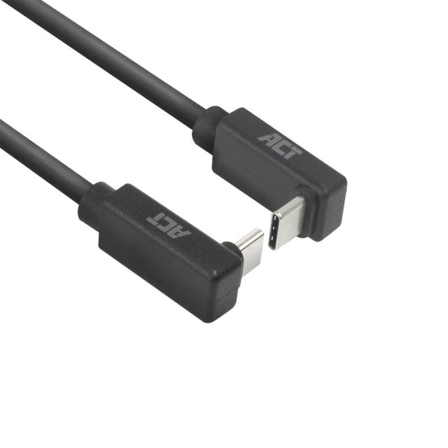 ACT AC7476 | USB 3.2 Gen 2 Cable | USB-C (angled top/bottom) to USB-C (angled top/bottom) | 60W | 10Gbps | 0.5m | Black