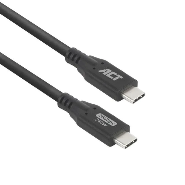 ACT | USB4 Cable | 20Gbps | 240W | USB-C to USB-C | 0.5m | Black