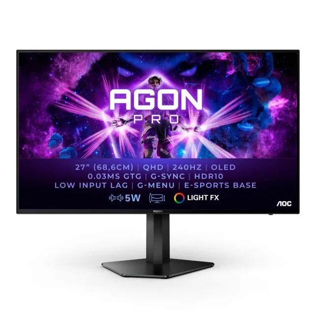 AOC Agon Pro AG276QZD 27" | 2560x1440 QHD OLED | 240Hz | 0.03ms | HDR10 | G-SYNC Compatible | QHD Gaming Monitor | Open Box