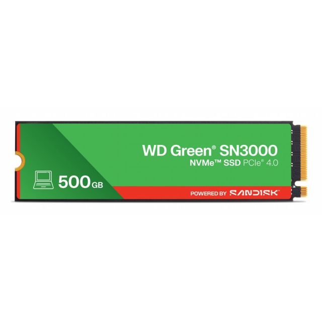 Western Digital Green SN3000 QLC | 500GB NVMe SSD | M.2 Gen4 | 5,000MB/s Read | 4,100MB/s Write
