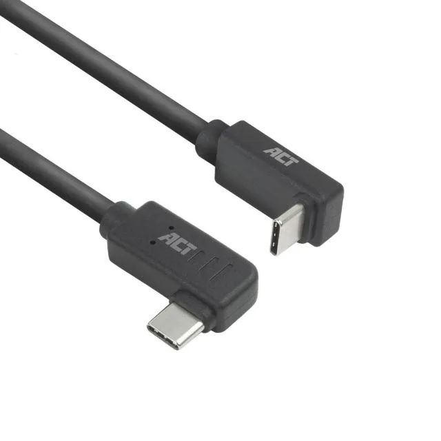ACT AC7480 | USB 3.2 Gen 2 Cable | USB-C (angled left/right) to USB-C (angled top/bottom) | 60W | 10Gbps | 0.5m | Black