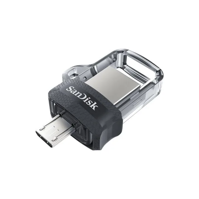 SanDisk Ultra Dual m3.0 | 32GB USB Flash Drive | USB Type-A / Micro-USB 3.2 Gen 1 (3.1 Gen 1) | Black, Silver, Transparent