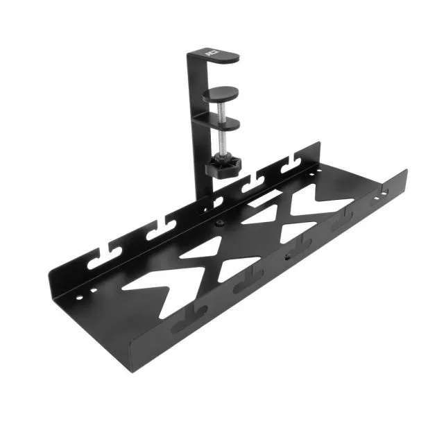 ACT Under-desk cable tray | Clamping system | 40 cm | No drilling required | Steel | Black