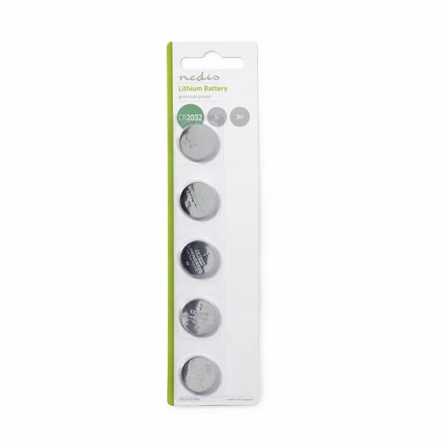 Nedis BALCR20325BL | CR2032 Lithium Button Cell Battery | 3V | Pack of 5