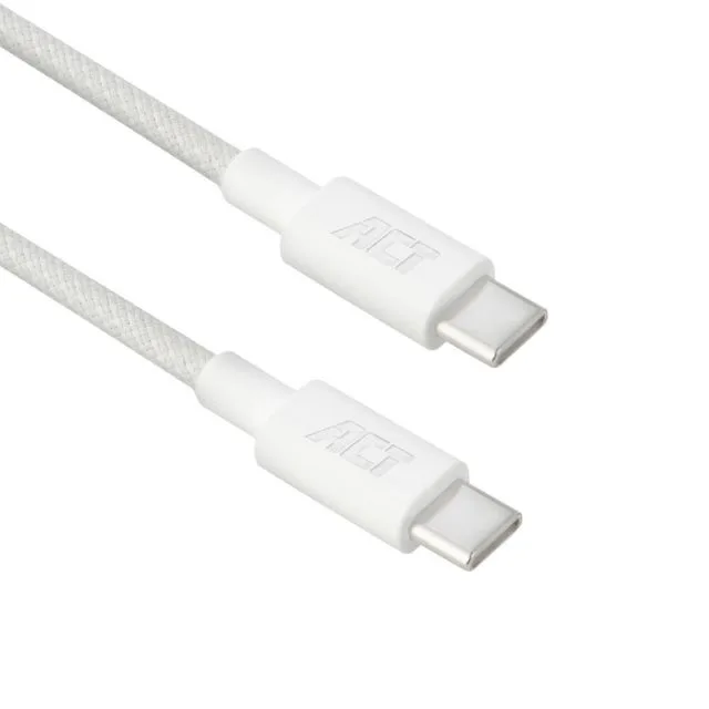 ACT AC3085 | USB 2.0 Cable | USB-C to USB-C | 240W | 480Mbps | White | 2 meters