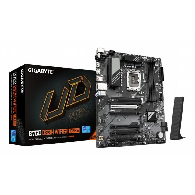 GIGABYTE B760 DS3H WIFI6E GEN5 | Intel B760 Express | LGA 1700 | ATX | DDR5 | PCIe 5.0 | WiFi 6E | 2.5GbE LAN | Motherboard