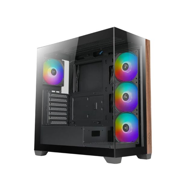 Case Azza Neptun 491 | Midi Tower | RGB | Black and Wood