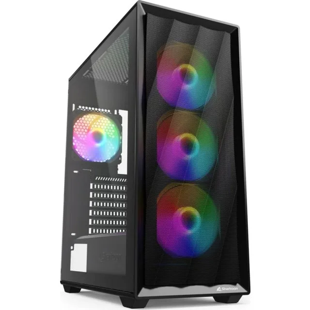 Sharkoon VK4 Rainbow | ATX Midi Tower | Tempered Glass | 4x 120mm Rainbow LED | Black | Housing