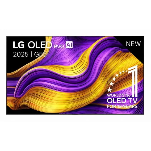 LG OLED55G55LW | 55'' OLED evo AI G5 Smart TV | 4K Ultra HD 165Hz | Dolby Vision & Atmos | Silver | Wall mount included - Stand not included