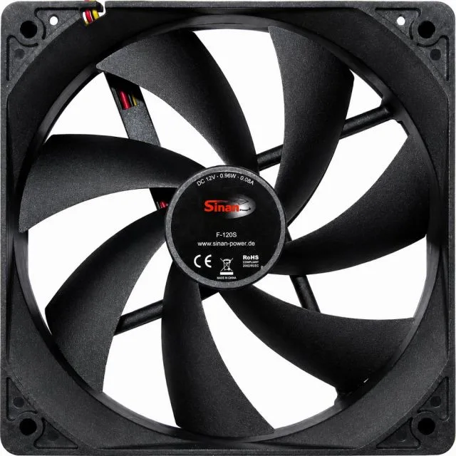 Inter-Tech Sinan F-120-S | 120mm Case Fan | 3-Pin | Black