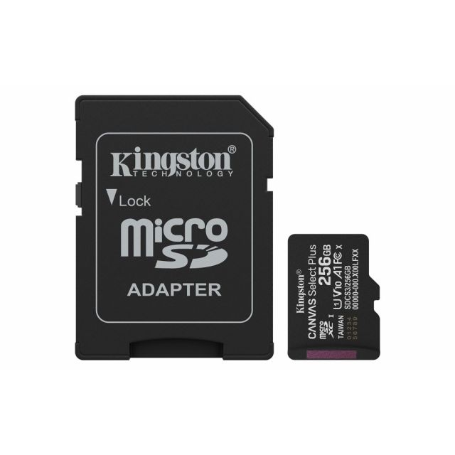 Kingston Technology microSDXC 256GB | Canvas Select Plus Gen3 | 150MB/s | A1 | + Adapter